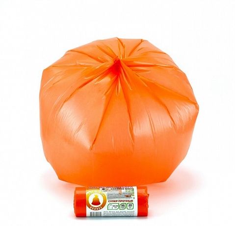 Мешки для мусора 35 литров, 20 мкм, в рулоне 20 штук, ПСД, оранжевые, 50х64 см - Вид 2