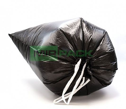 Мешки для мусора завязками 120 л, 15 мкм, 10 шт, ПНД, черные - Вид 2