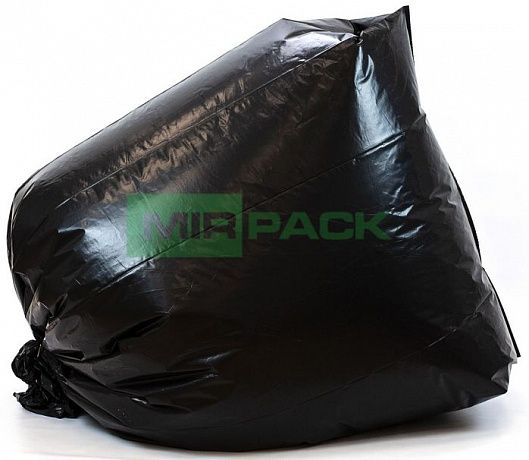 Мешки для мусора 480 литров, 70 мкм, в рулоне 10 штук, ПВД, черные, 2 слоя, плотные, толстые, 130х170 см - Вид 3