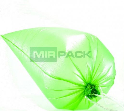 Пакеты мусорные с завязками 60 л, 15 мкм, 10 штук, ПНД, зеленые серия VIP - Вид 3